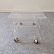 David Lange side table on wheels in plexiglass, France 1970.