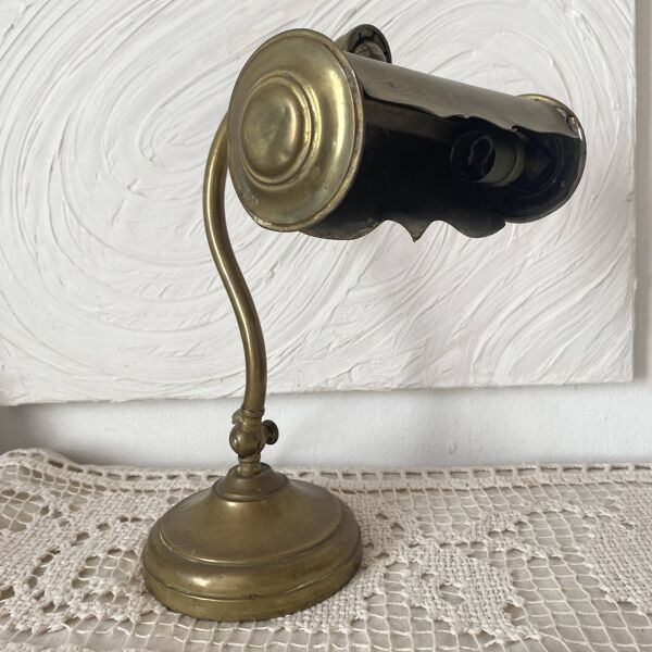 Lampe de notaire ancienne  en laiton , lampe de bureau orientable