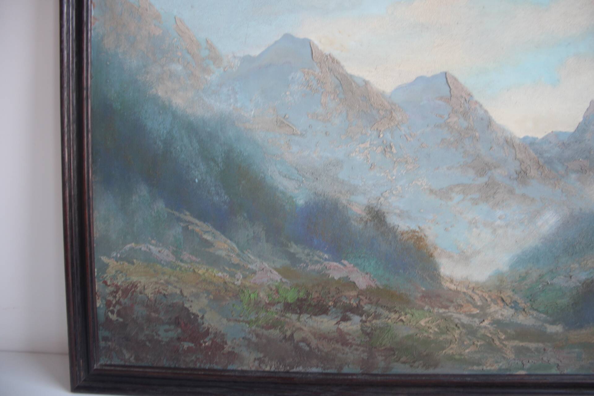 Hand painted painting, oil on fiberboard, signed, Czechoslovakia, 1960's.