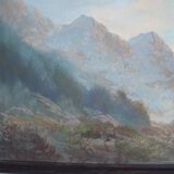 Hand painted painting, oil on fiberboard, signed, Czechoslovakia, 1960's.