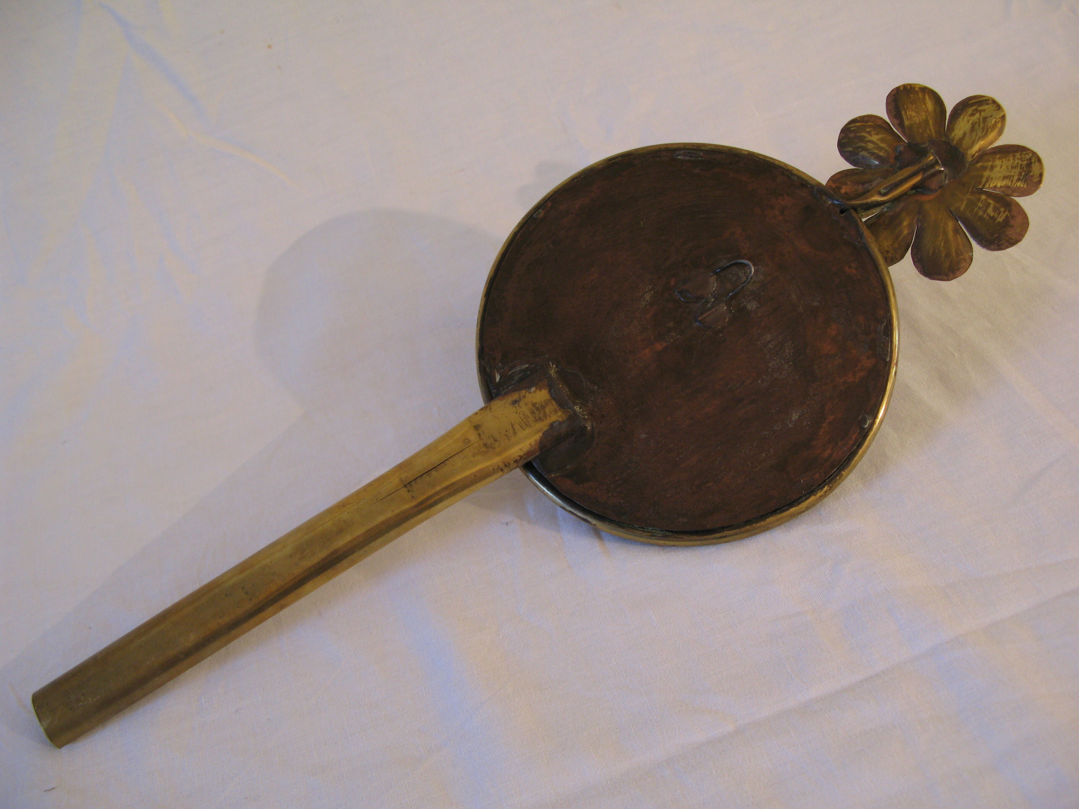 Mirror brutalist copper sculpture golden flower 1960 1970