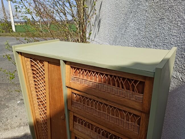 Small vintage rattan cabinet