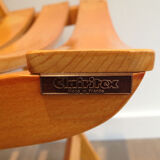 Pair of folding armchairs in varnished wood signed Clairitex