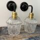 Pair of vintage electrified glass wall lamps