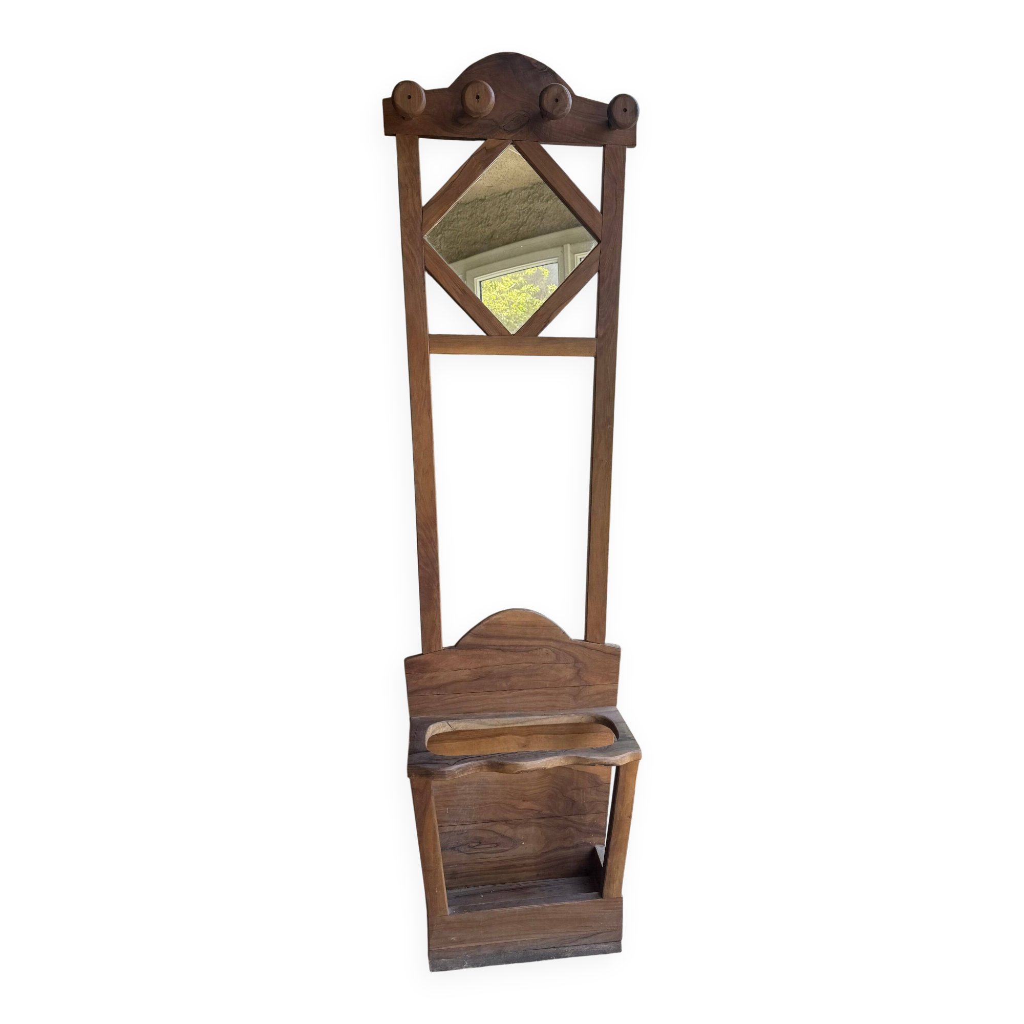 Coat rack / coat stand and umbrella stand in olive wood
