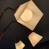 Scandinavian chandelier from the 60s in teak and opaline