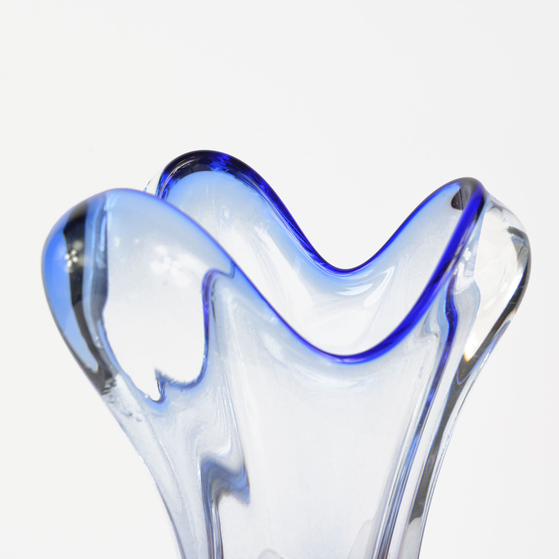 1960s organic modern vase, designed by J. Hospodka, Chribska Sklarna, Czechoslovakia