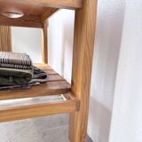 1980 pine wheeled console table