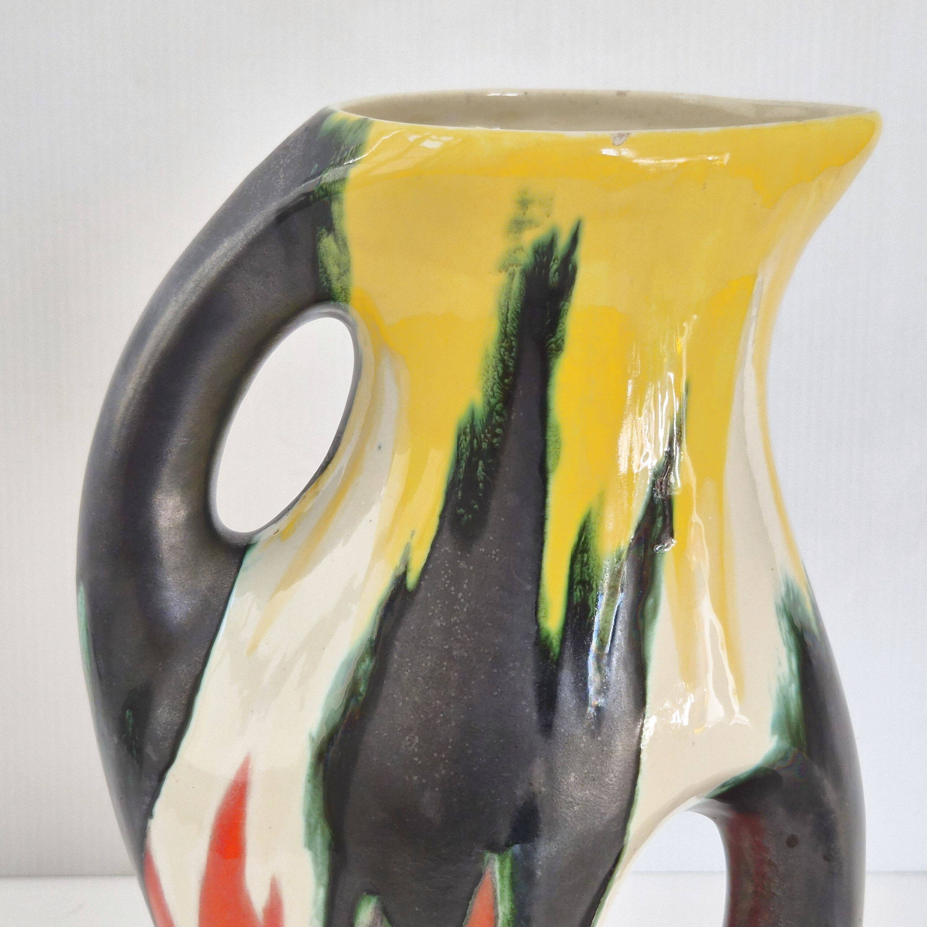 VASE SHAPED PITCHER VINTAGE 1950 CERAMIC SAINTE-RADEGONDE TOURAINE 50S 1950S