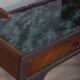 PAIR OF VINTAGE 1950S BEDSIDE TABLES IN WOOD AND GLASS, ITALIAN DESIGN