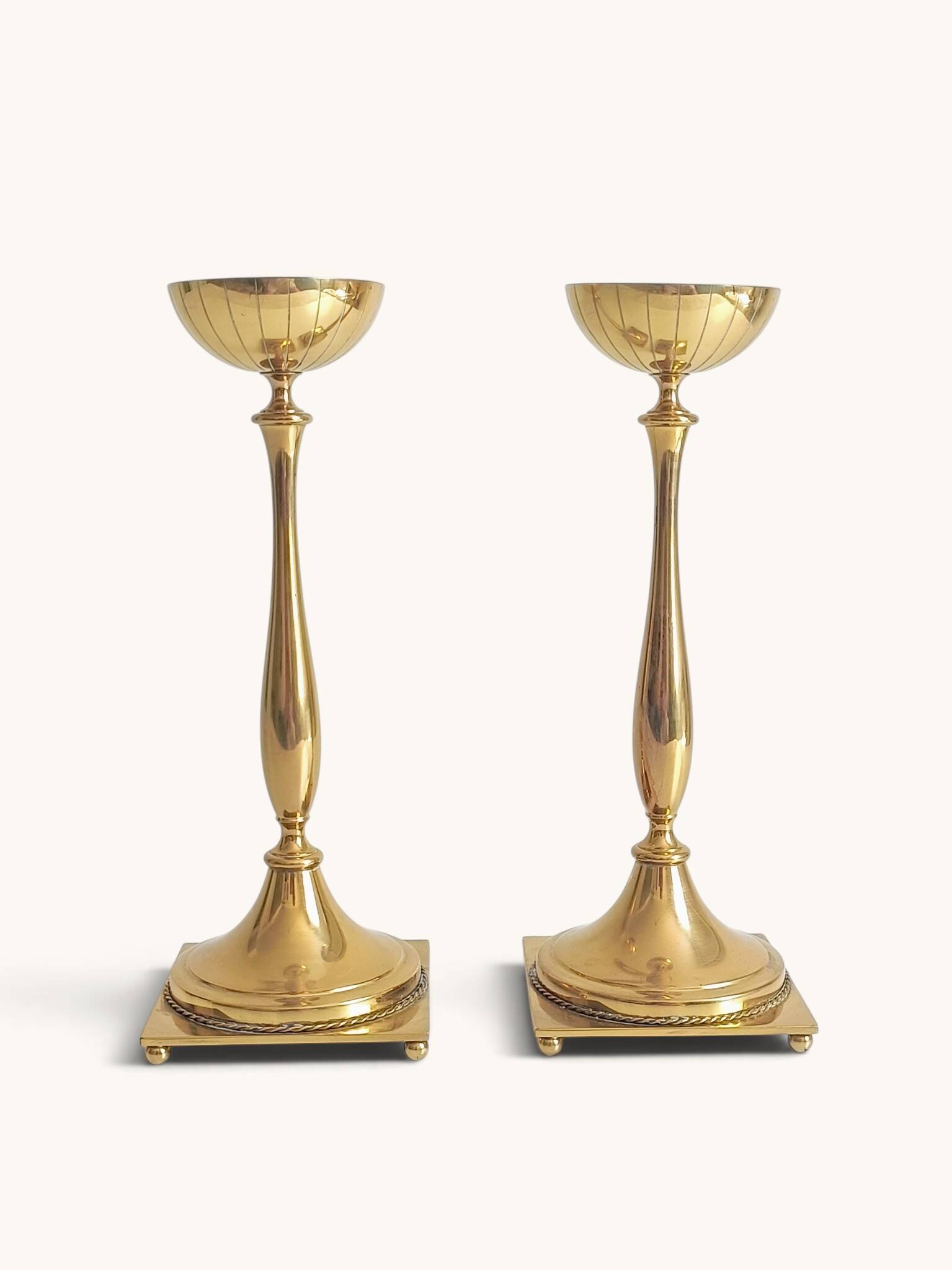 Scandinavian Modern Brass Candlesticks by Gunnar Ander for Ystad Metall