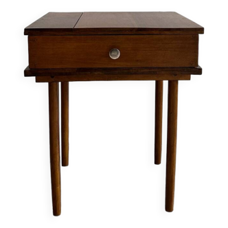 Modernist exotic wood bedside table