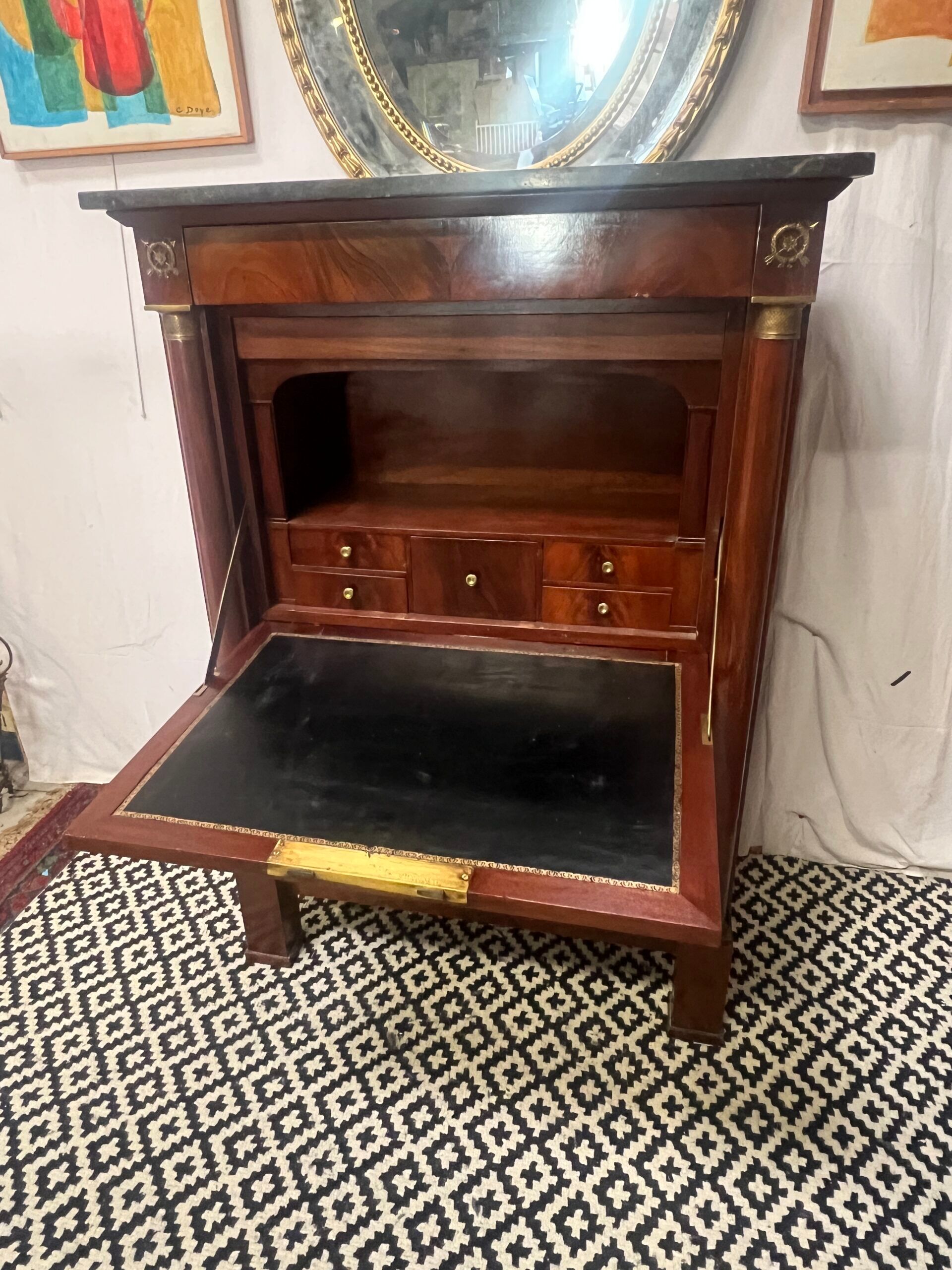 Empire period mahogany secretary, stamped Joseph Kochly, 19th century