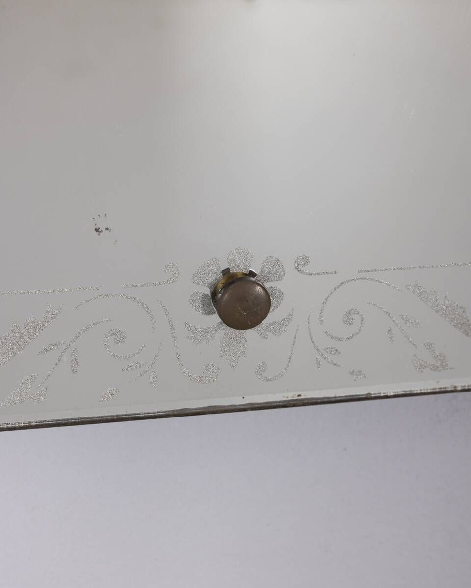 Vintage 1940s Italian design wall mirror with decorated glass