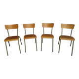 Set of 4 school chairs vintage gray tube