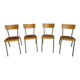 Set of 4 school chairs vintage gray tube