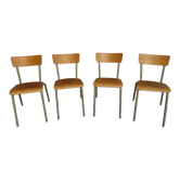 Set de 4 chaises écoles tube gris vintage