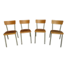 Set de 4 chaises écoles tube gris vintage