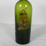 Wine bottle table lamp with fabric shade, 1970s