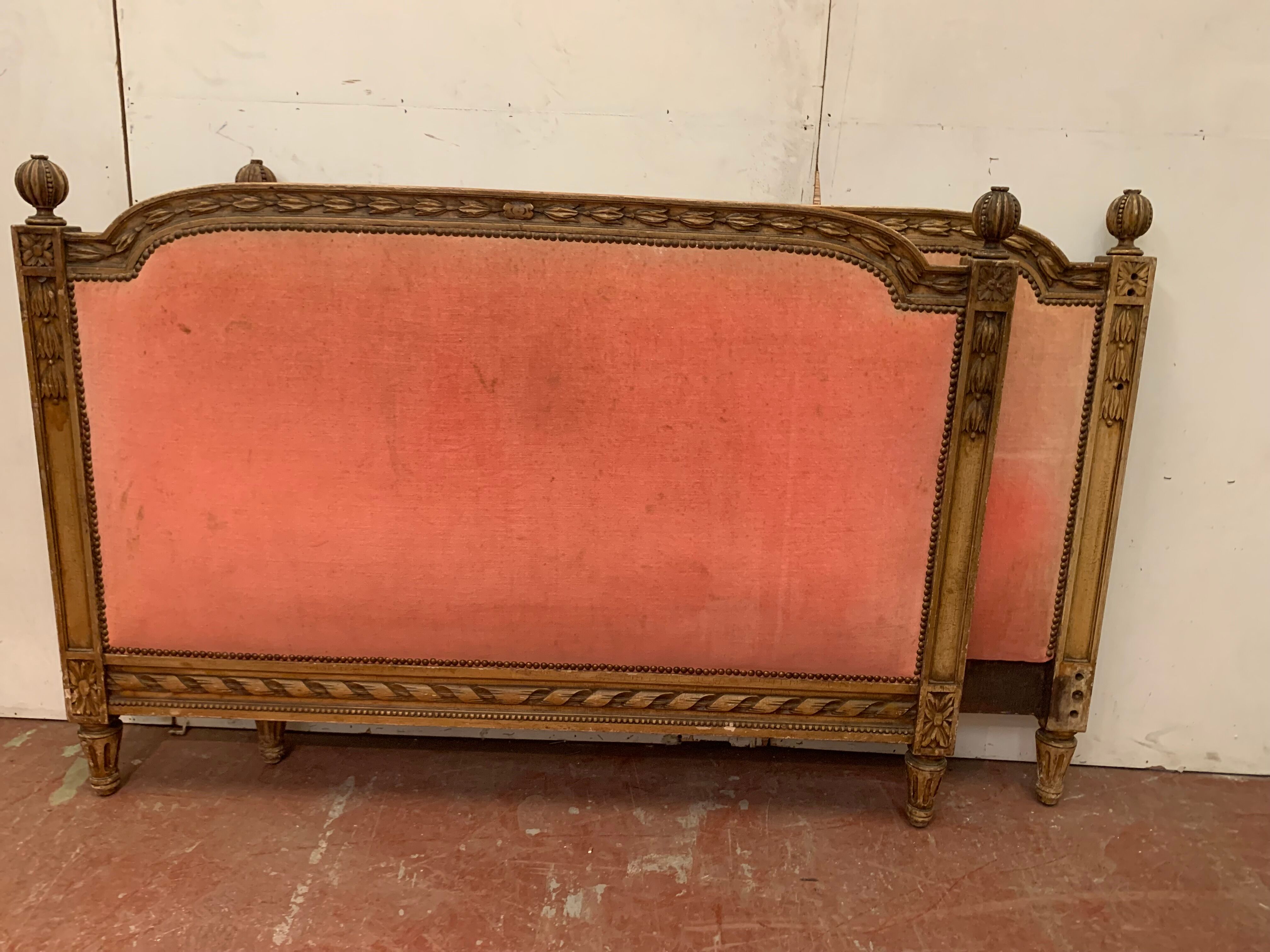 Louis XVI style bed in patinated hornbeam, 20th century.
