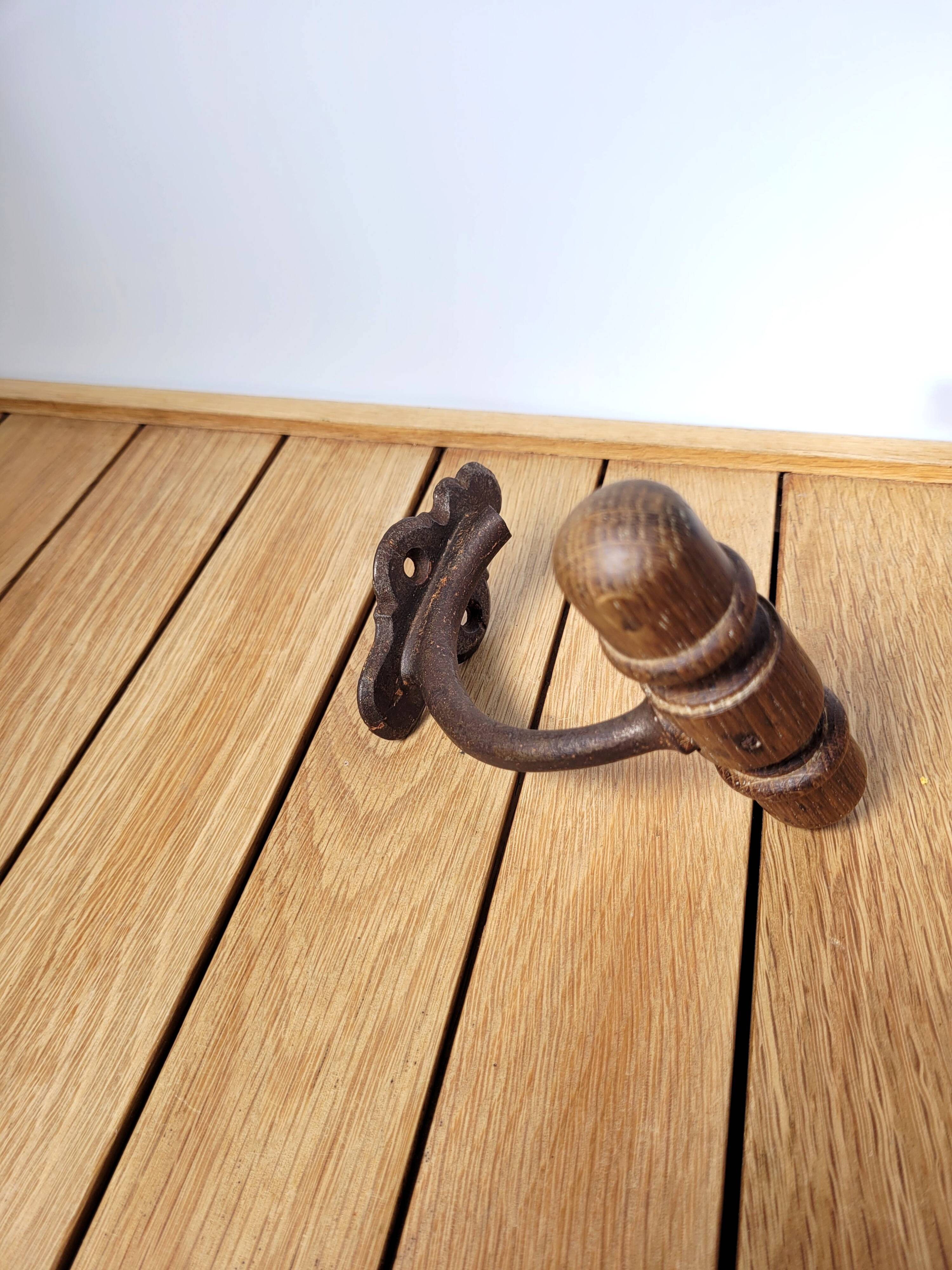 Old hook wrought iron wood