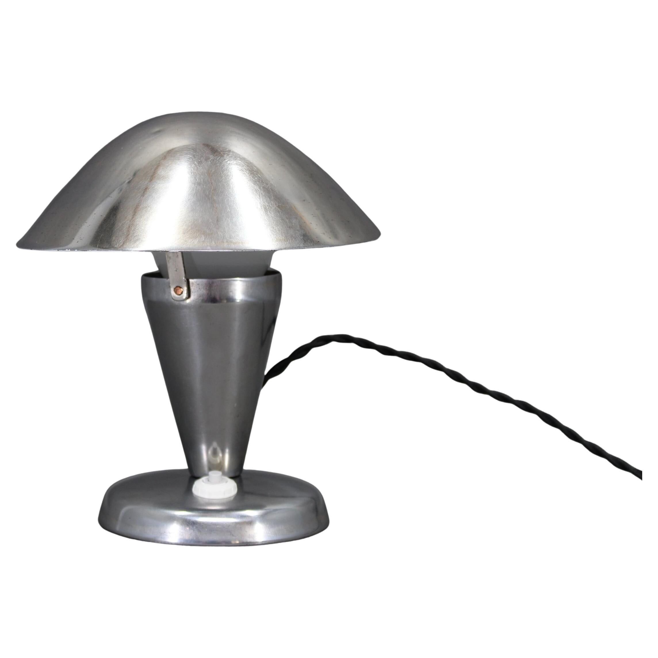 Bauhaus adjustable chrome mushroom table lamp, Czechoslovakia, 1930s