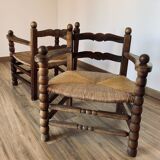 2 mulched armchairs in turned wood
