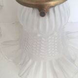 Glass wall light and brass swan collar, 1900