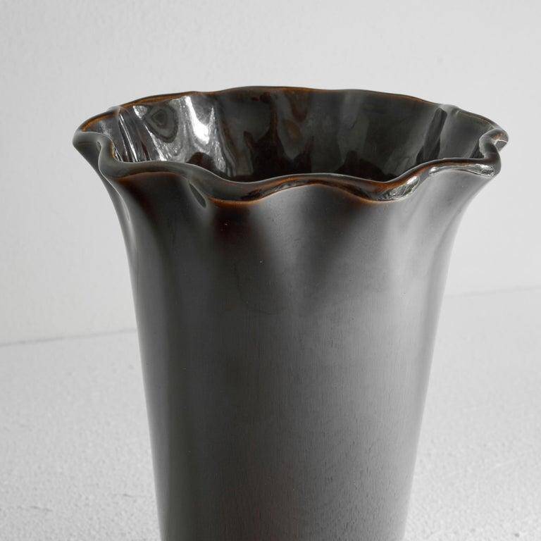 'Ondulé' vase in glazed ceramic Poët-Laval 1960s