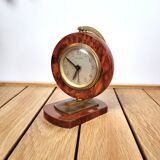 Alarm clock Bayard 1950 walnut and brass