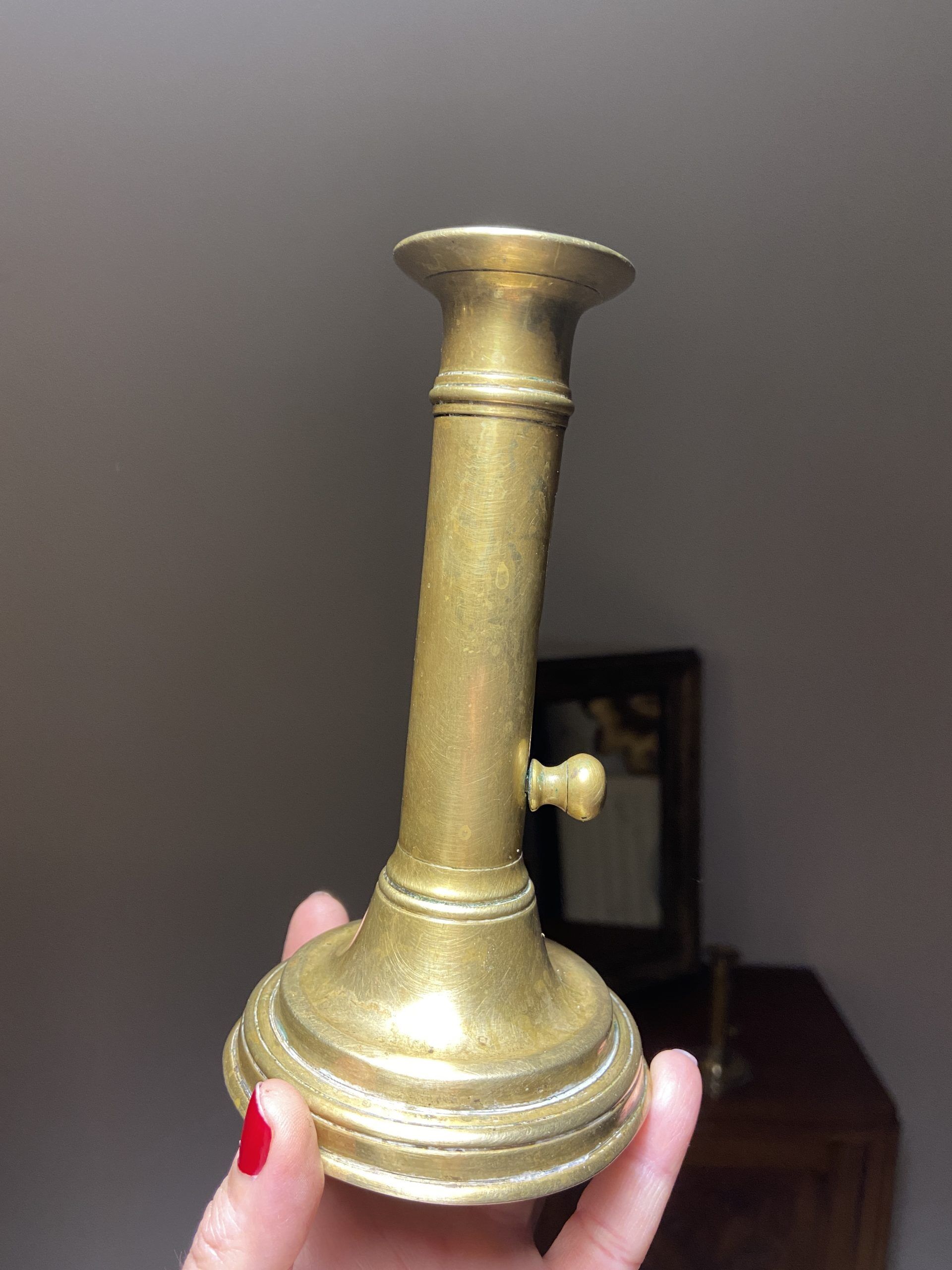Pair of antique candlesticks with brass system
