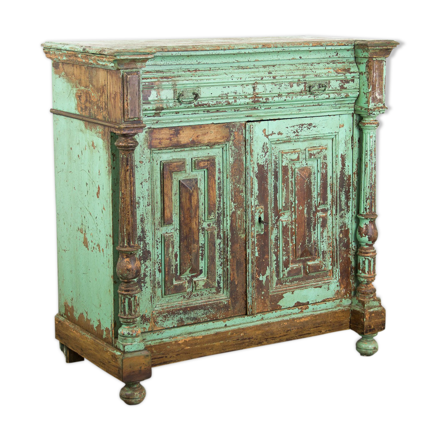 Green French antique cabinet