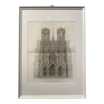 Lithographie de la cathédrale de Reims