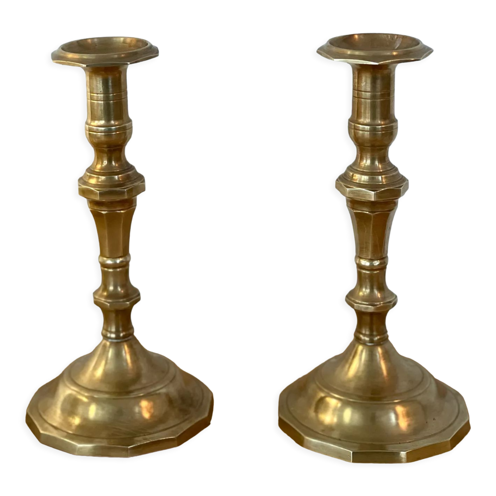 Pair of brass candle holders