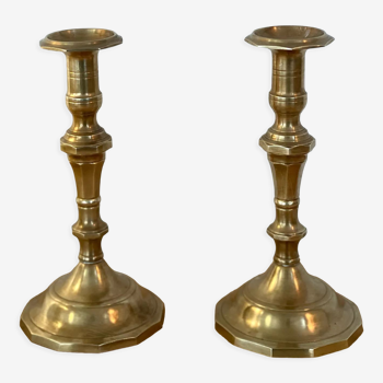 Pair of brass candle holders