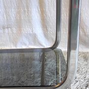 Side table in chromed metal and smoked glass, 60s-70s