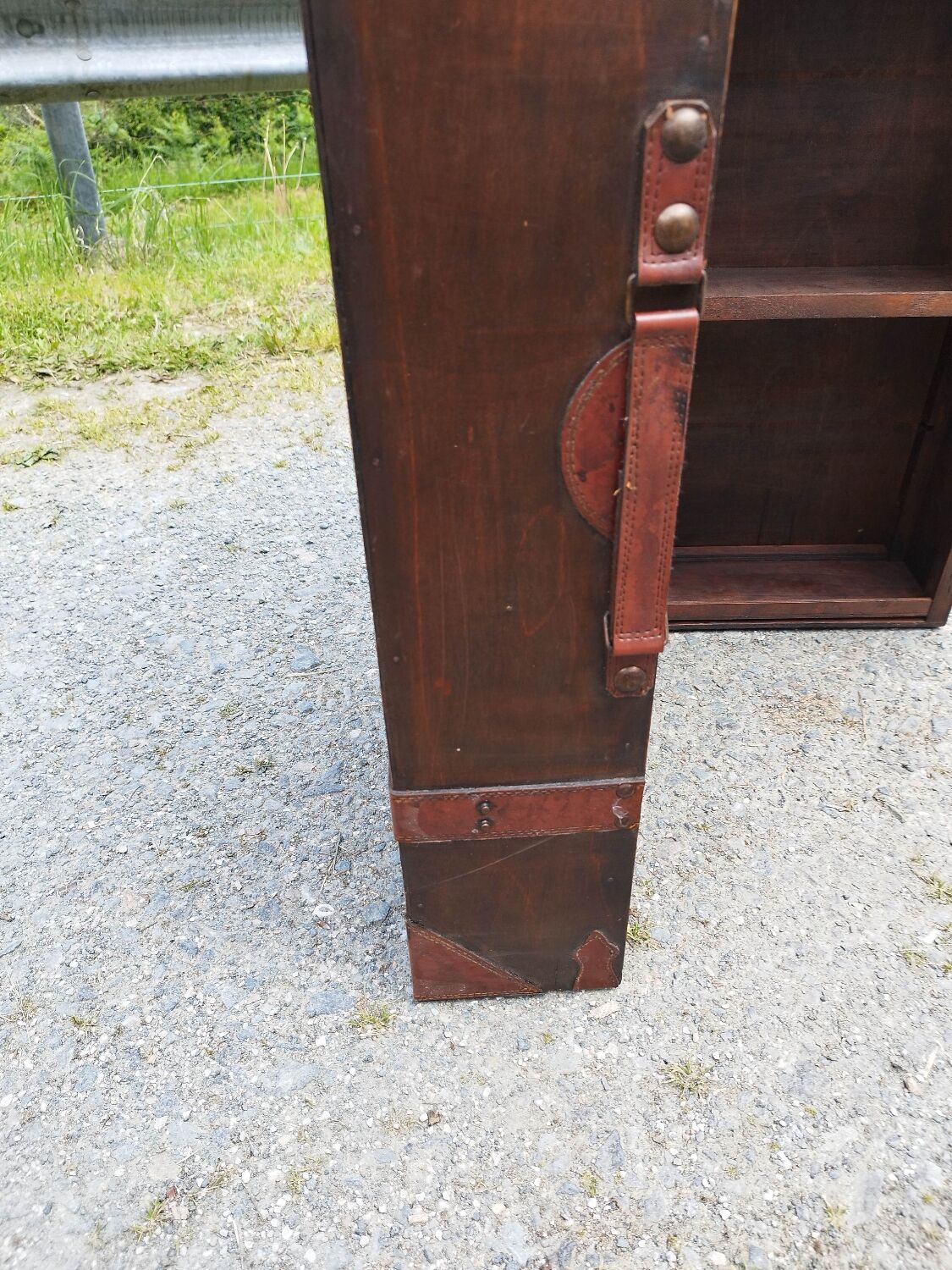 Furniture trunk wood coffee table shelves library suitcase