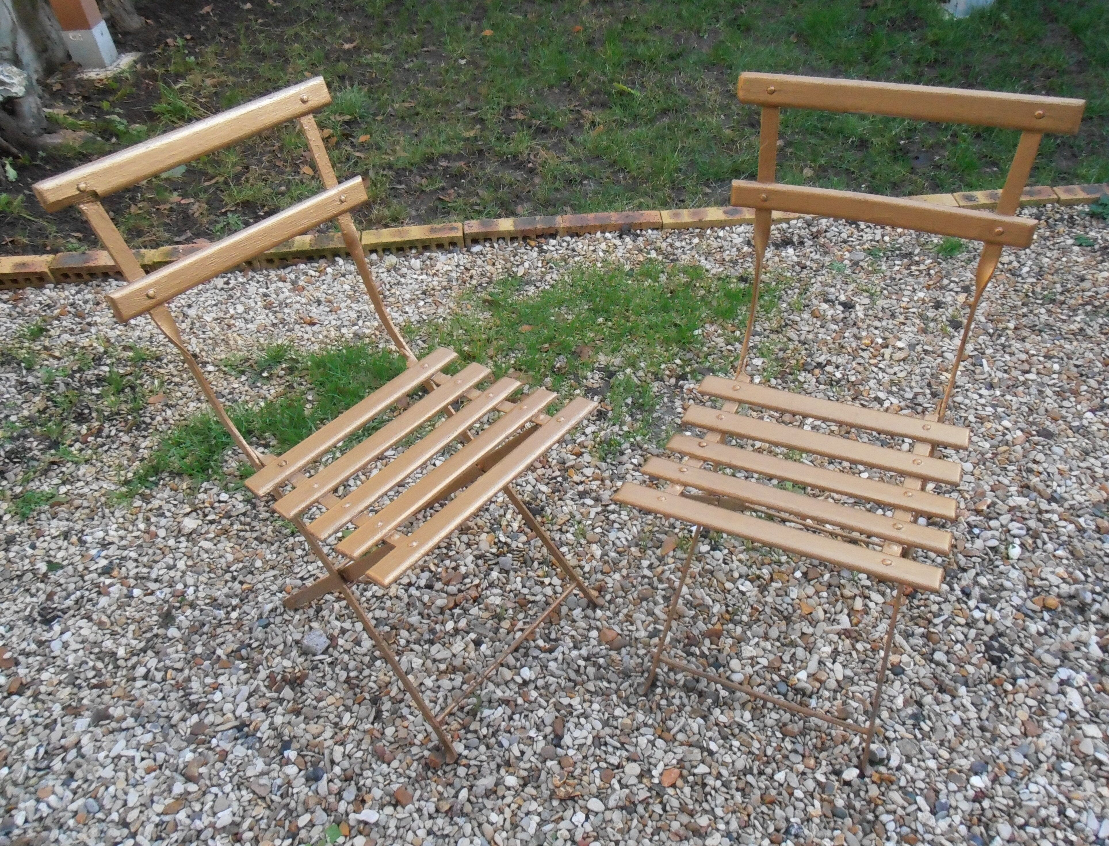 Pair of garden or antique bistro folding chairs