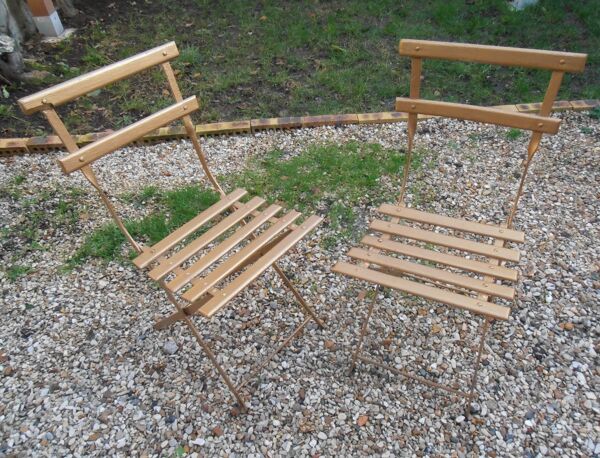 Paire de chaises pliante de jardin ou de bistrot ancienne