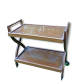 Table roulante en bois et verre
