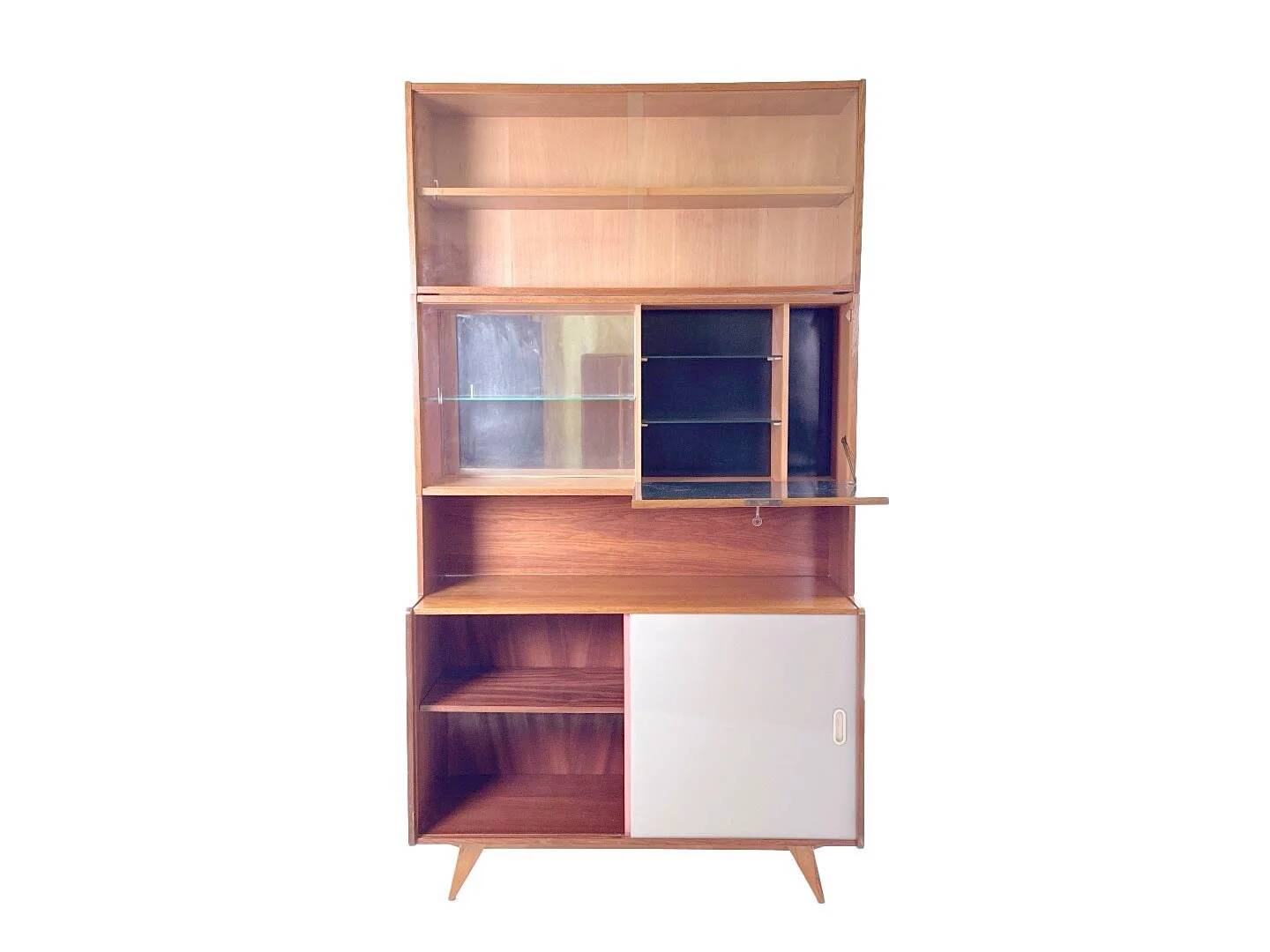 Vintage U-452 cabinet with display case and bar - Jiri Jiroutek