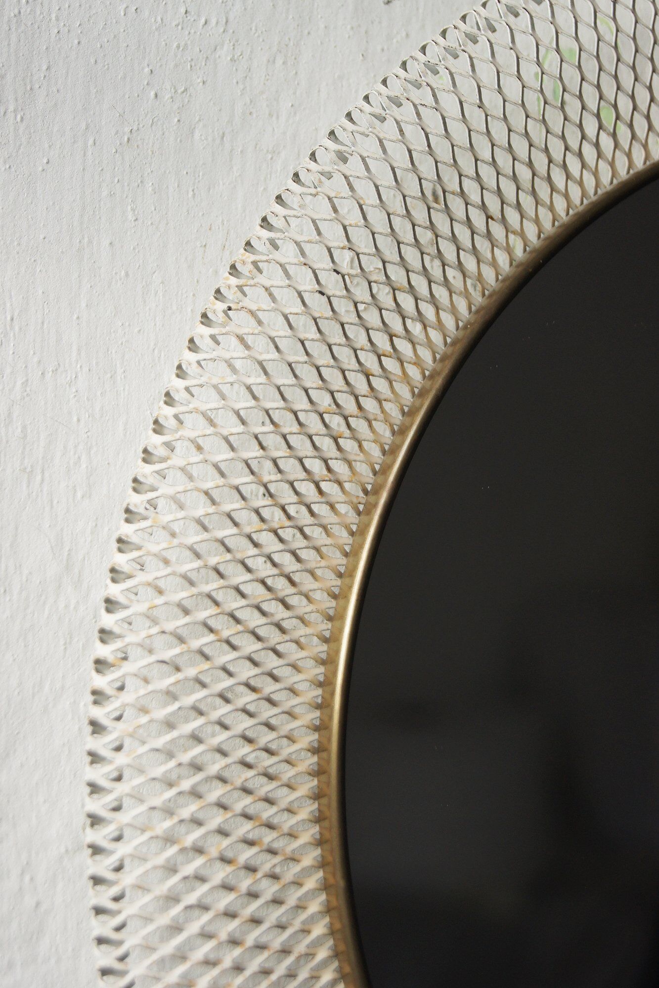 Mid-Century White & Brass Metal Mirror from Vereinigte Münchner Werkstätten, 1950s