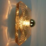 Applique murale lourde en verre glacé du milieu du siècle des années 1960-70