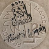 Matching biscuit earthenware dish and tile