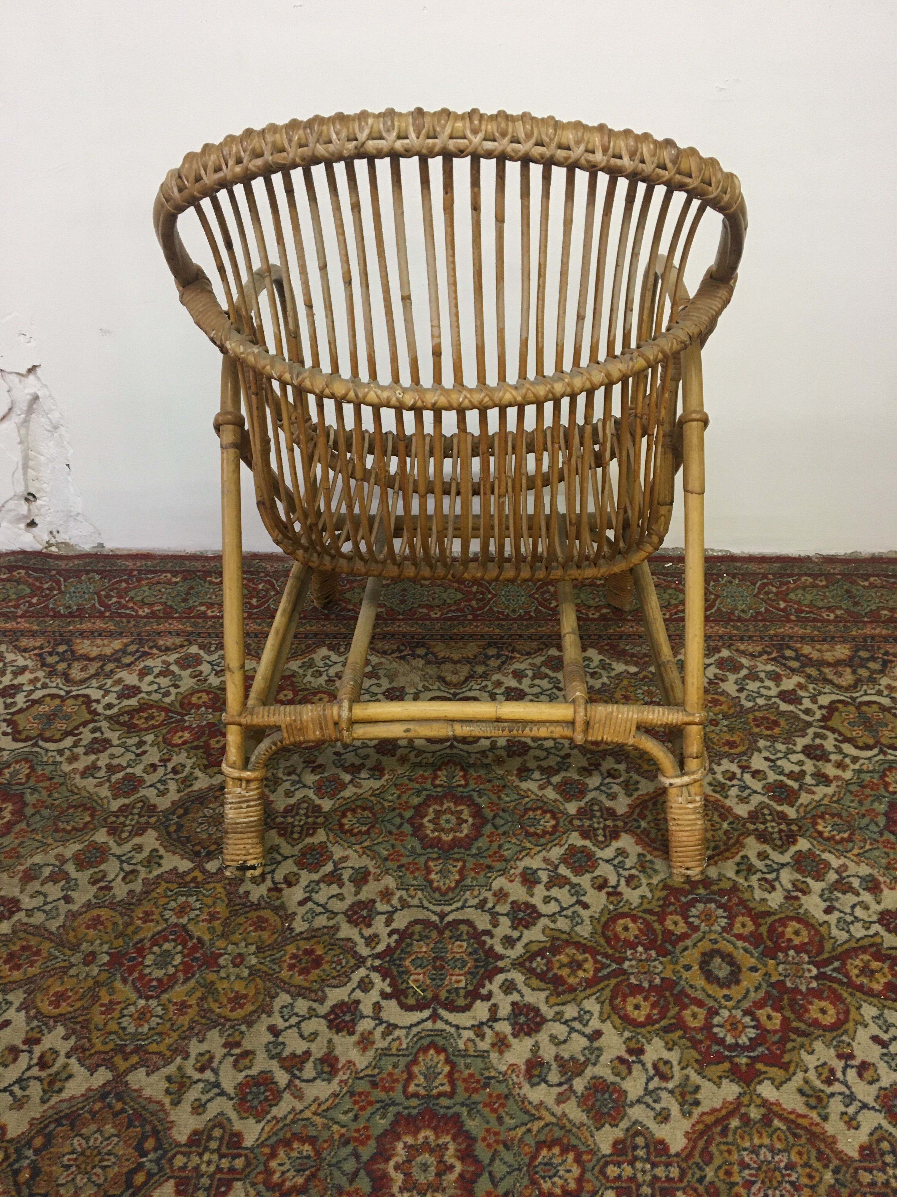 Rattan shell armchair