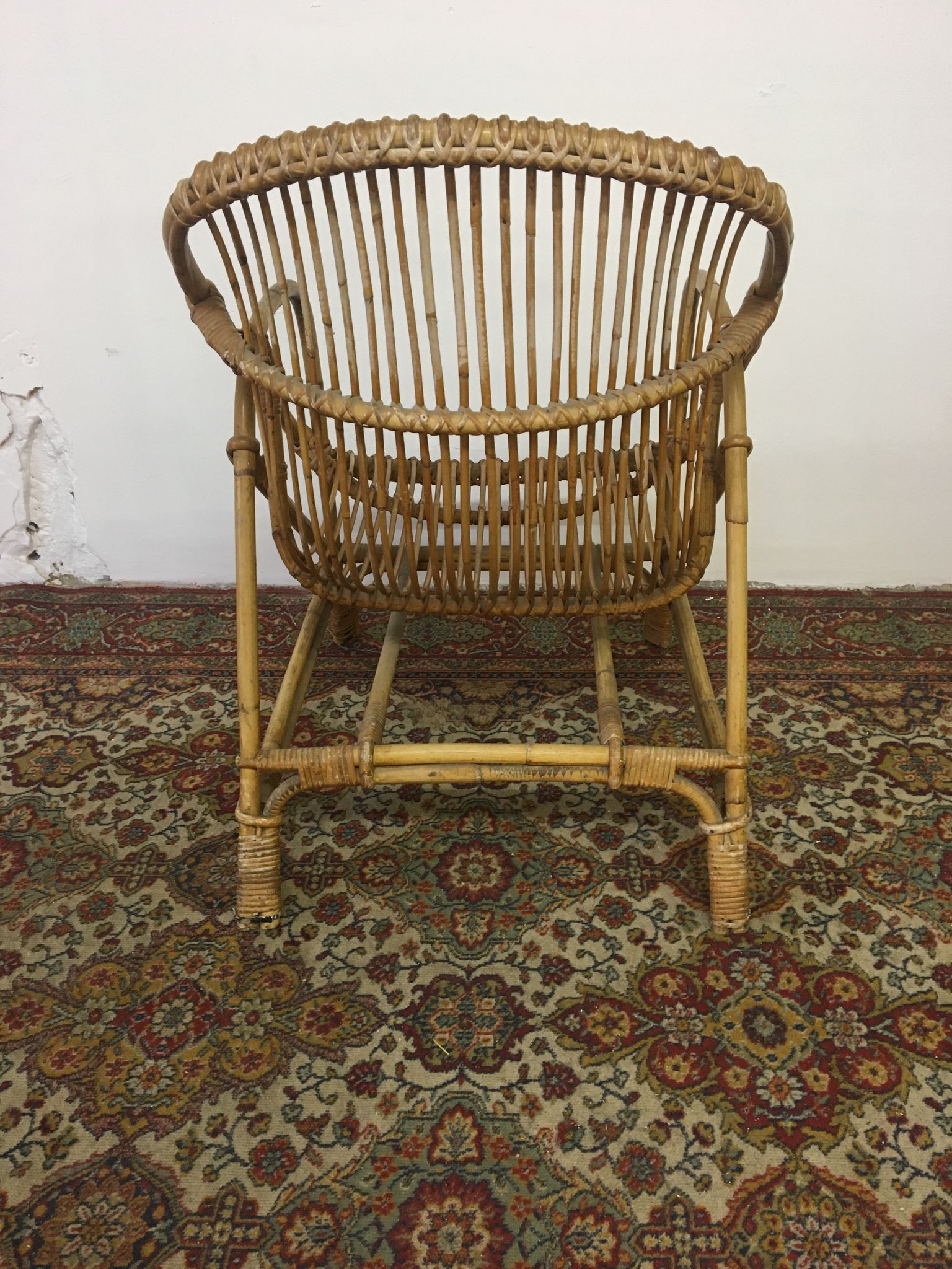 Rattan shell armchair