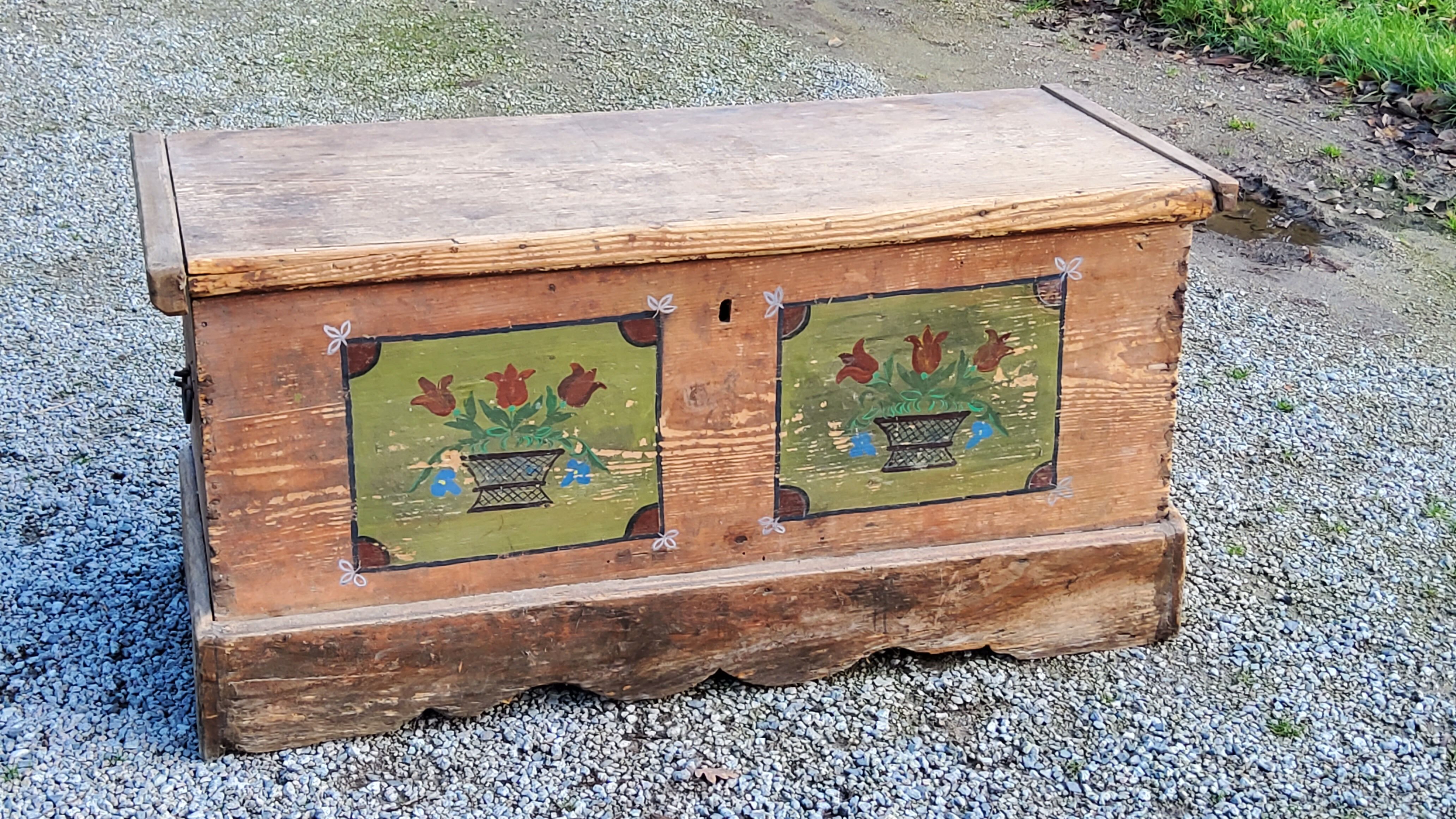 Alsatian polychrome wedding chest eighteenth -nineteenth century