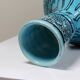 Covered vase or Persian jar, glazed Iznik pottery, vintage turquoise painted.