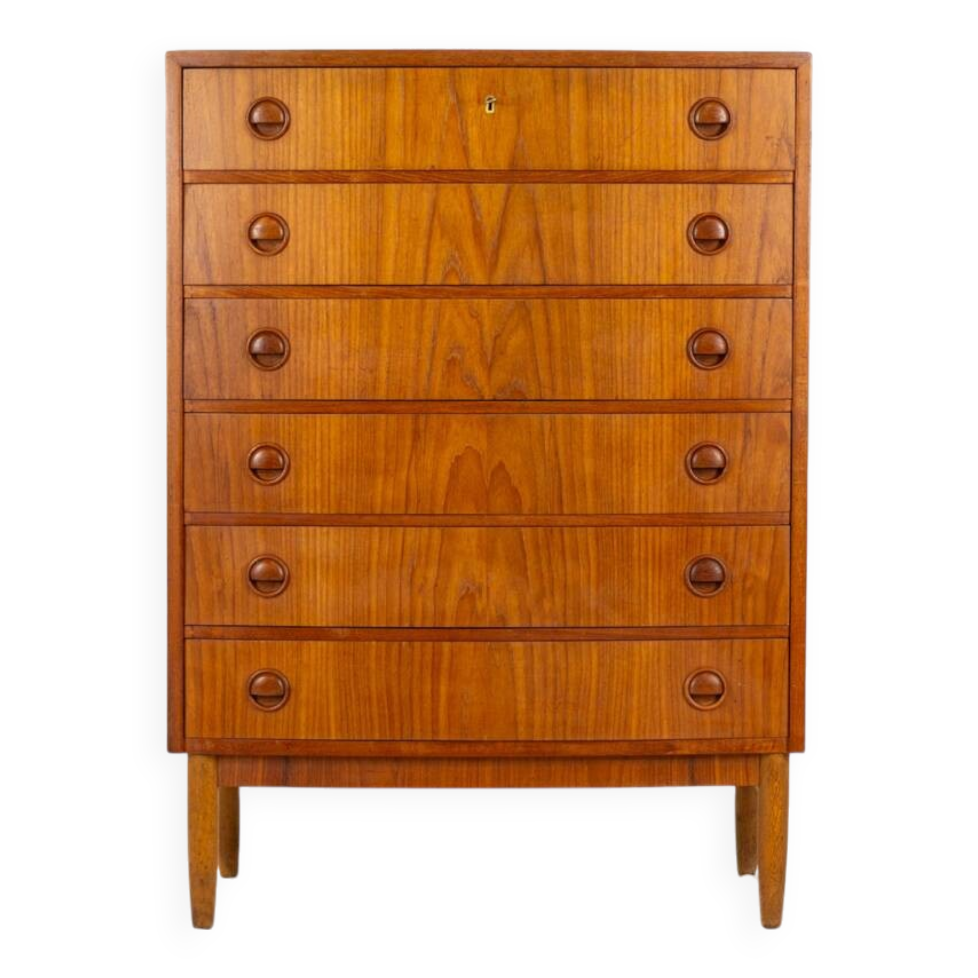 Commode à façade bombée Kai Kristiansen (Danemark, années 1960).