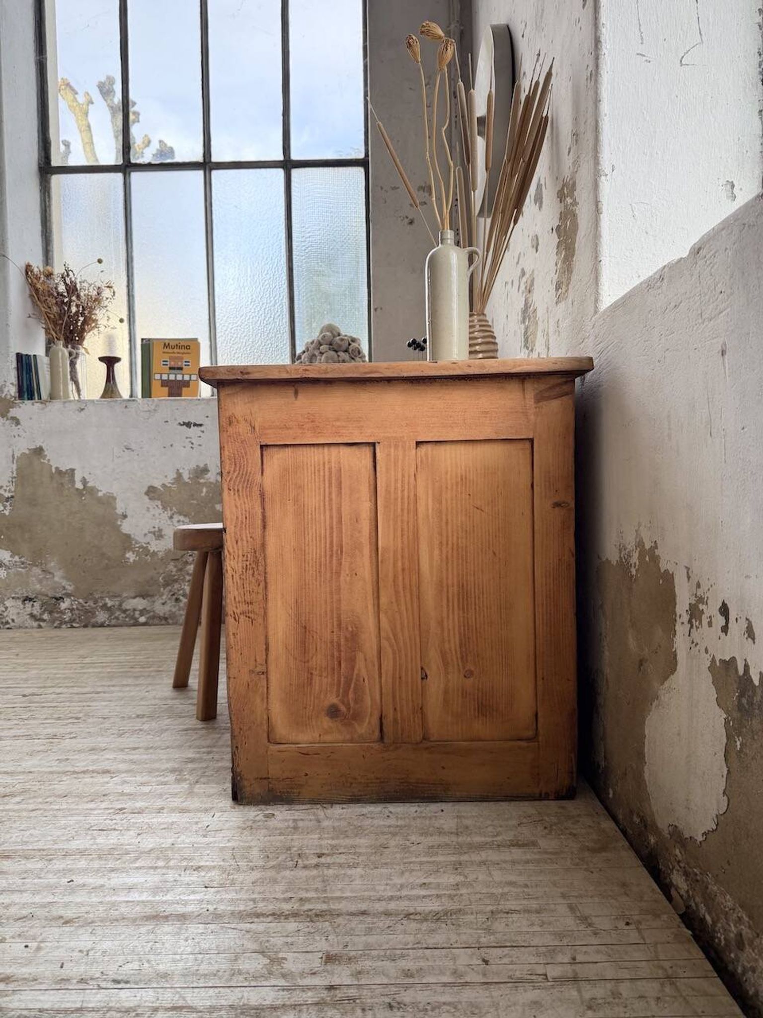 Bureau pin meuble atelier 1950